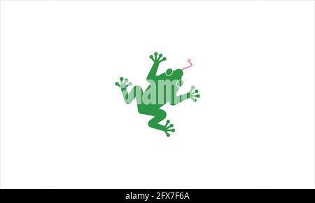 Green Frog Silhouette icon Logo design vector template illustration Stock Vector