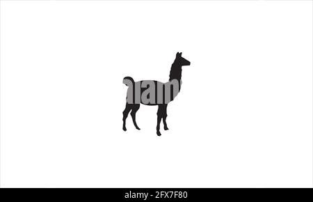 Alpaca llama animal logo icon design silhouette illustration vector Stock Vector