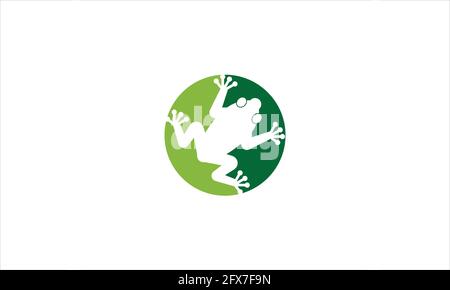Green Frog Silhouette icon Logo design vector template illustration Stock Vector