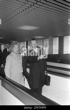 Princess Anne (l) and Prince George (r) of Denmark at Schiphol Airport, April 22, 1970, princes, princesses, royal houses, The Netherlands, 20th century press agency photo, news to remember, documentary, historic photography 1945-1990, visual stories, human history of the Twentieth Century, capturing moments in time Stock Photo