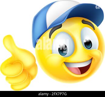 Cartoon Emoji Emoticon Face Wearing A Cap Hat Stock Vector