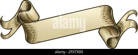 Scroll Vintage Woodcut Banner Paper Ribbon Drawing Stock Vector