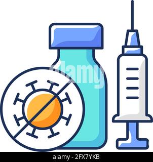 Covid vaccination RGB color icon Stock Vector