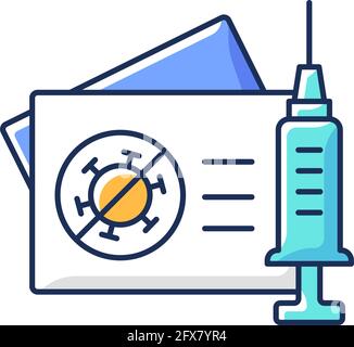 Vaccination card RGB color icon Stock Vector