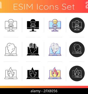 Computer crash icons set Stock Vector