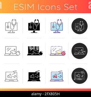 Computer repair service icons set Stock Vector