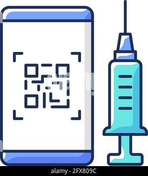 QR code for vaccination RGB color icon Stock Vector