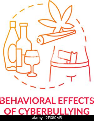 Behavioral cyberbullying effects concept icon Stock Vector