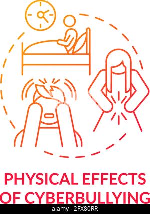 Physical cyberbullying effects concept icon Stock Vector