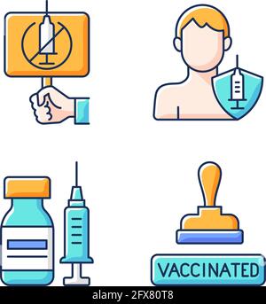 Immunization against virus RGB color icons set Stock Vector