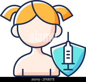 Vaccination of kids RGB color icon Stock Vector