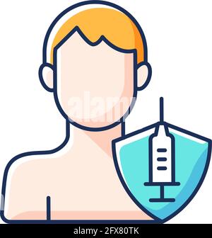 Vaccination of adults RGB color icon Stock Vector
