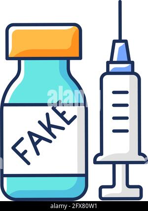 Fake vaccine RGB color icon Stock Vector