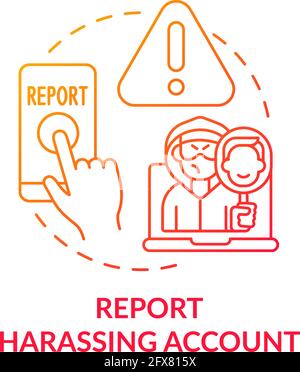 Reporting harassing account concept icon Stock Vector