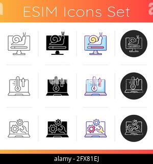 Computer problems icons set Stock Vector