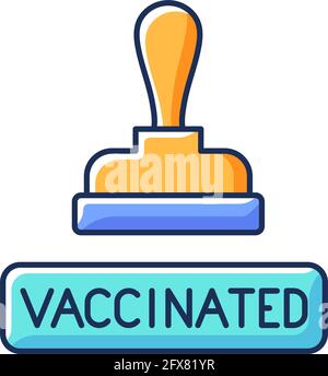 Vaccinated stamp RGB color icon Stock Vector