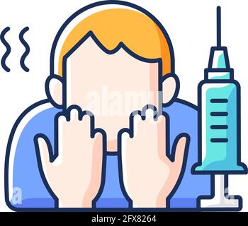 Fear of vaccination RGB color icon Stock Vector