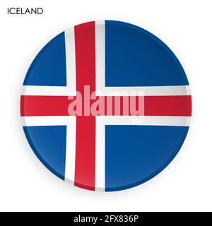 Iceland flag icon in modern neomorphism style. Button for mobile application or web. Vector on white background Stock Vector