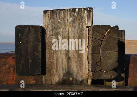 Arrangement of wooden beams UK. Stock Photo