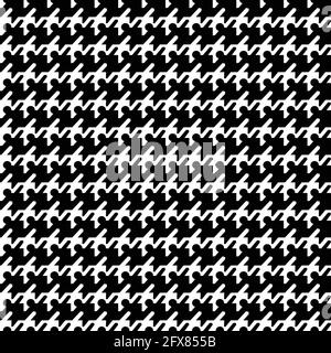 Trendy hounds tooth pattern that tiles seamlessly as a pattern. Vector illustration black and white color surface print Stock Vector