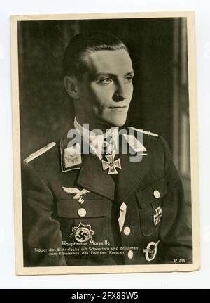 WWII WW2 Luftwaffe fighter pilot Hauptmann Hans-Joachim Marseille Stern von Afrika Star of Africa DAK Knight's Cross of the Iron Cross with Oak Leaves Stock Photo