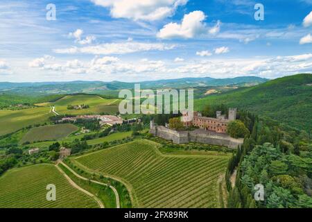 Chianti, Castello di Brolio, Brolio Castle, Ricasoli Vineyard, Siena Province, Tuscany, Italy Stock Photo