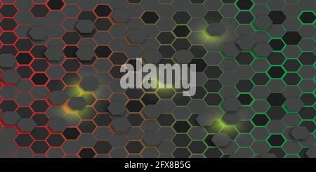 Black hexagons and colored background wallpaper Stock Vector