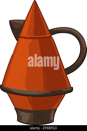 Retro teapot with handle and cap, kitchenware icon Stock Vector