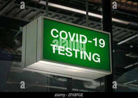 Covid 19 testing centre sign for covid-19 test Stock Photo