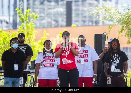 Bridgette Floyd, George Floyd's sister, speaks at Commons Park during the remembrance event on the 1 Year Anniversary of his death on May 25, 2021 in Minneapolis, Minnesota. Photo: Chris Tuite/ImageSPACE /MediaPunch Stock Photo