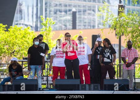 Bridgette Floyd, George Floyd's sister, speaks at Commons Park during the remembrance event on the 1 Year Anniversary of his death on May 25, 2021 in Minneapolis, Minnesota. Photo: Chris Tuite/ImageSPACE /MediaPunch Stock Photo