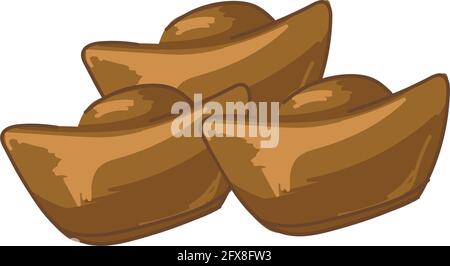 Ancient gold bars and treasure, coins or cash Stock Vector