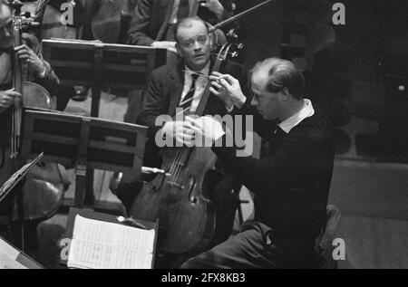 Bernard Haitink successor of Eduard van Bernum rehearses for the first time with the Concertgebouw Orchestra, Bernard Haitink during, March 24, 1960, Concertgebouw Orchestras, successors, rehearsals, The Netherlands, 20th century press agency photo, news to remember, documentary, historic photography 1945-1990, visual stories, human history of the Twentieth Century, capturing moments in time Stock Photo