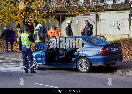 August 18, 2020, Riga, Latvia: car after accident on a road because of ...
