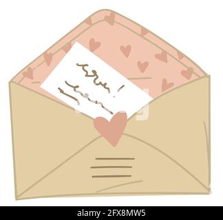 Post envelope with love letter, valentines day Stock Vector