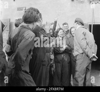 Visit to Westerbork camp. The prince greets former inmates., April 1945, concentration camps, princes, The Netherlands, 20th century press agency photo, news to remember, documentary, historic photography 1945-1990, visual stories, human history of the Twentieth Century, capturing moments in time Stock Photo