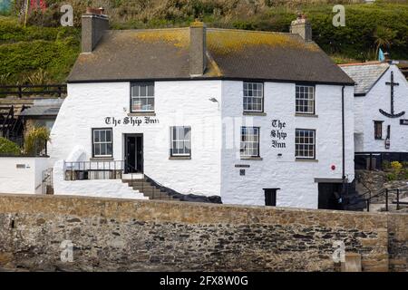 PORTHLEVEN, CORNWALL, UK - MAY 11 : View of the Ship Inn in Porthleven, Cornwall on May 11, 2021 Stock Photo