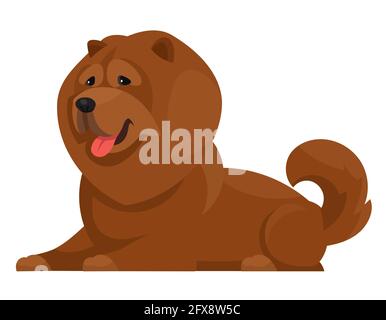 Lying Chow Chow. Beautiful dog in cartoon style. Stock Vector