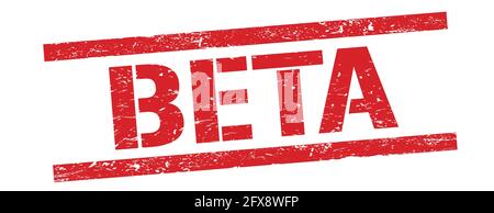 BETA text on red grungy rectangle stamp sign. Stock Photo