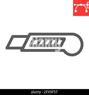 Stationery knife line icon Stock Vector
