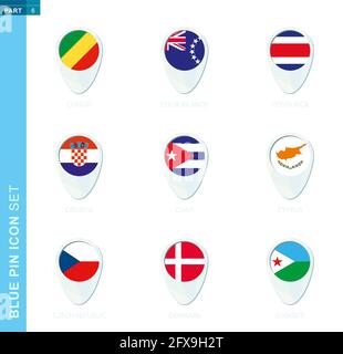 Djibouti Map with Round Djibouti Flag Pin Pointer on Circular Globe ...