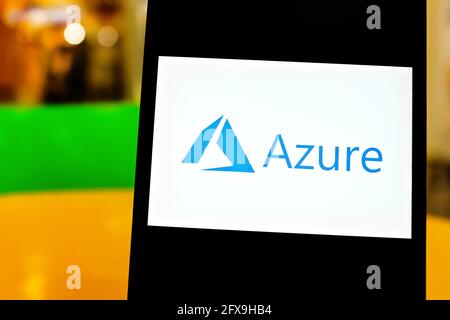 Editorial photo on Microsoft Azure theme.  Illustrative photo for news about Microsoft Azure - a cloud computing service Stock Photo
