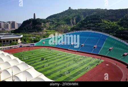 Aerial view of Ansai District of Yan'an, NW China's Shaanxi - Xinhua