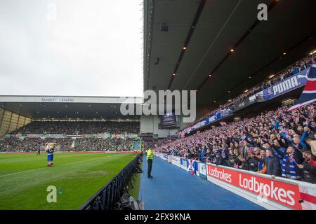 File photo dated 11-03-2018 of a general view of Ibrox Stadium, Glasgow. Issue date: Wednesday May 26, 2021. Stock Photo