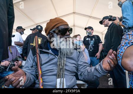 New York, NY - May 20, 2021: Artist Paradise Gray attends The Universal Hip Hop Museum groundbreaking ceremony at Bronx Point Stock Photo