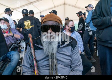 New York, NY - May 20, 2021: Artist Paradise Gray attends The Universal Hip Hop Museum groundbreaking ceremony at Bronx Point Stock Photo