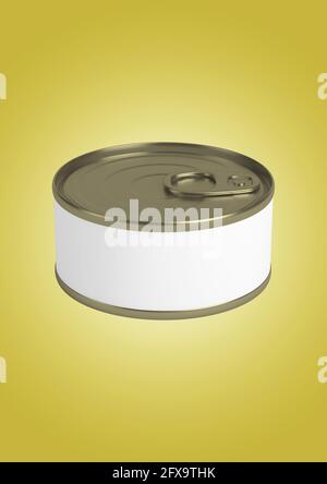 Food tin cans on colored isolated background. 3d rendering. suitable for your design element. Stock Photo