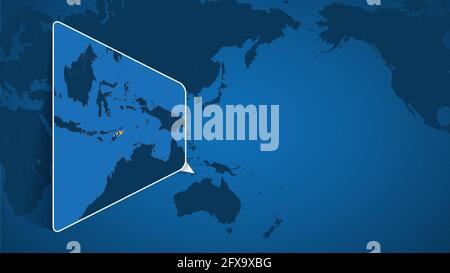 Location of East Timor on the World Map with Enlarged Map of East Timor with Flag. Geographical Vector Template for your design. Stock Vector