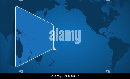 Location of Samoa on the World Map with Enlarged Map of Samoa with Flag. Geographical Vector Template for your design. Stock Vector