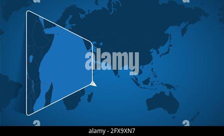 Location of Seychelles on the World Map with Enlarged Map of Seychelles with Flag. Geographical Vector Template for your design. Stock Vector